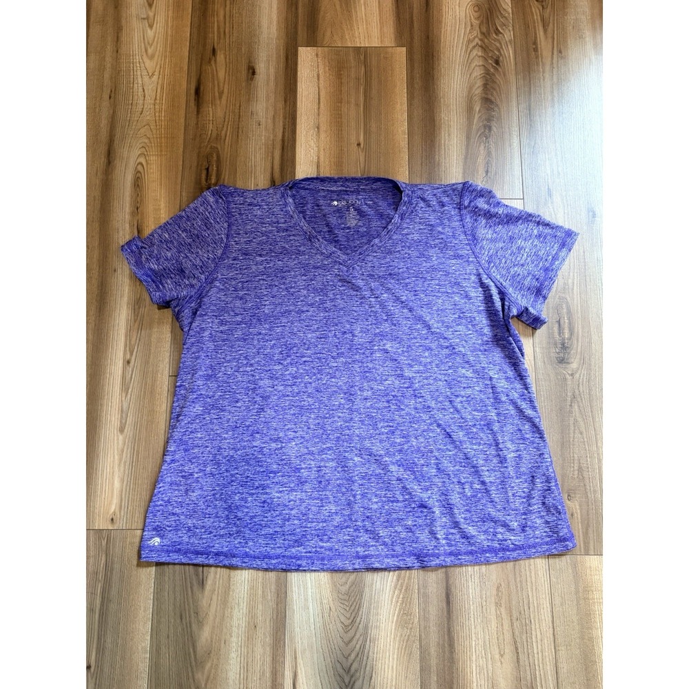 Ideology Women's Top‎ 1X Heathered Purple T-shirt V-neck Casual Workout Gym